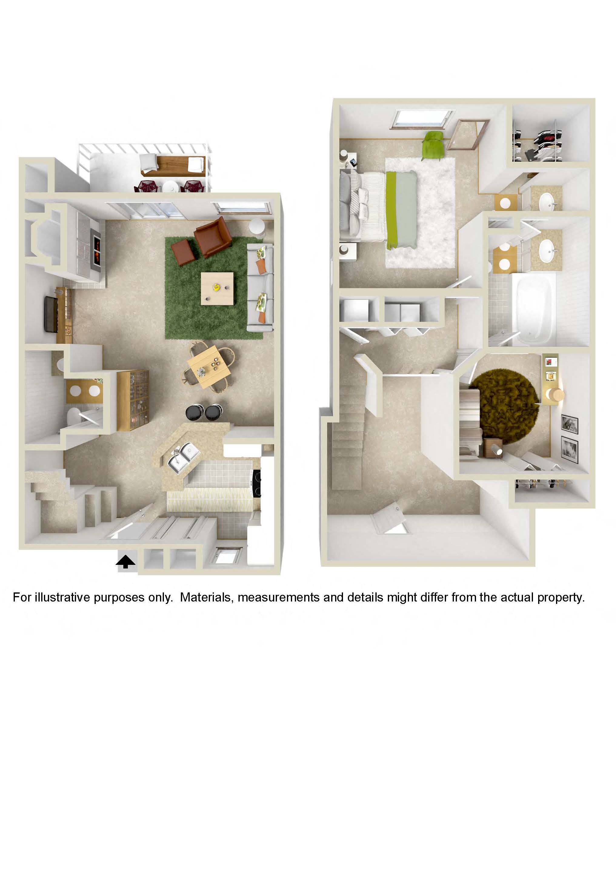 Floor plan for 2 beds, 1.5 baths, 1178 sqft